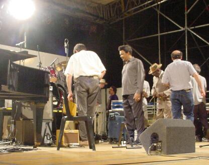 on stage